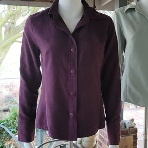 WINE Fitted French Cuff Soft Suede (like) Long Sleeve Layering Top ONE TOP!